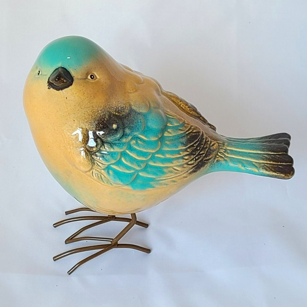 Ceramic Bird with Metal Legs